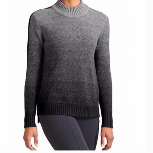 Athleta Sweaters - Athleta Sunset Ombré Sweater 100% Merino Wool Black Gray Size Small